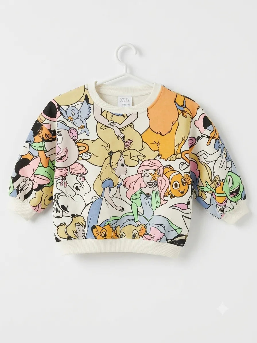 Zara Girl's White Disney Famous Characters Sweatshirt | Zara In Lebanon