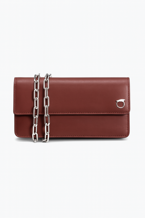 Trussardi Women's Burgundy Argo Wallet In Chain Bag |Trussardi In Lebanon