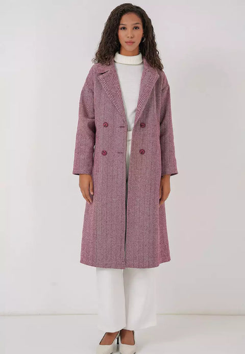 Big Dart Women's Burgundy Oversized Double Breasted Cashmere Coat | Big Dart In Lebanon