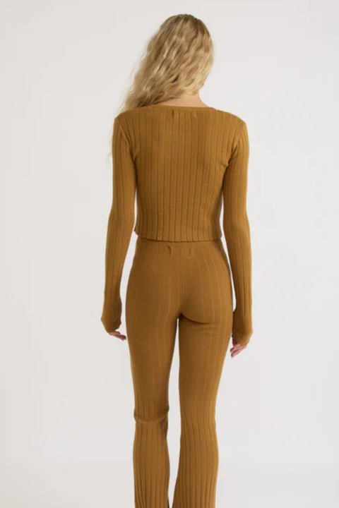 Forever 21 Women's Beige Ribbed Pant | Forever 21 In Lebanon