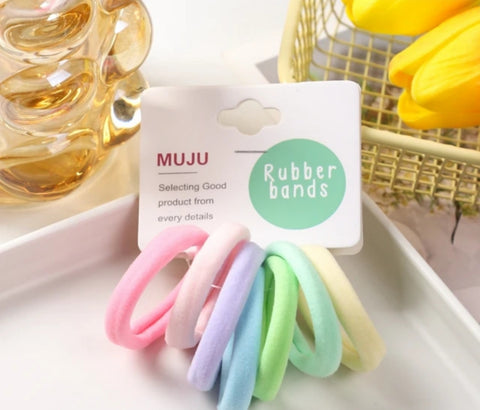 Muju 7 Piece of High Elastic Medium Hair Tie No Seam Scrunchie All-in-one High Ponytail Hair Tie No Trace Hair Accessories