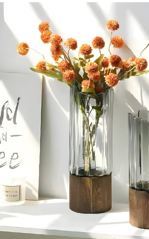 Hinox Winding Glass Vase With Wood Base DO-3 | Hinox In Lebanon