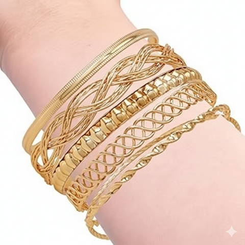 Guess Women's Gold 6 Pcs Mixed Bangle Bracelets | Guess In Lebanon