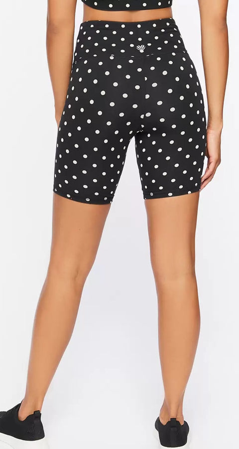 Forever 21 Women's Black Polka Dots High Rise Biker Short | Forever 21 In Lebanon