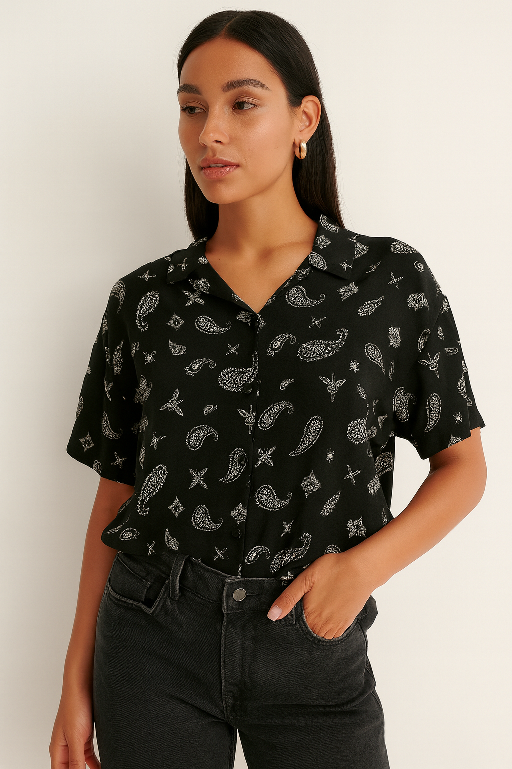 Forever 21 Women's Black Woven Shirt | Forever 21 In Lebanon