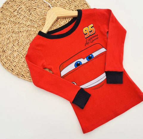 Disney Boy's White & Red Pack Of 2 Cars Printed Long Sleeve Pajama Tops | Disney In Lebanon