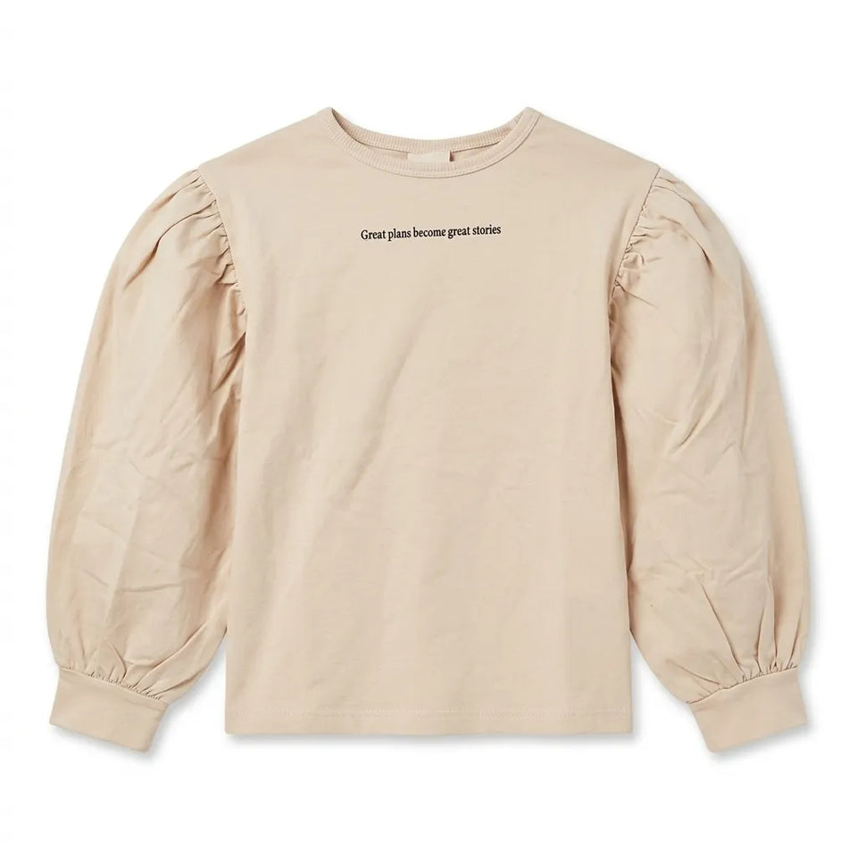 Zara Girl's Camel Chest Printed Puff Sleeves Blouse|Zara in Lebanon