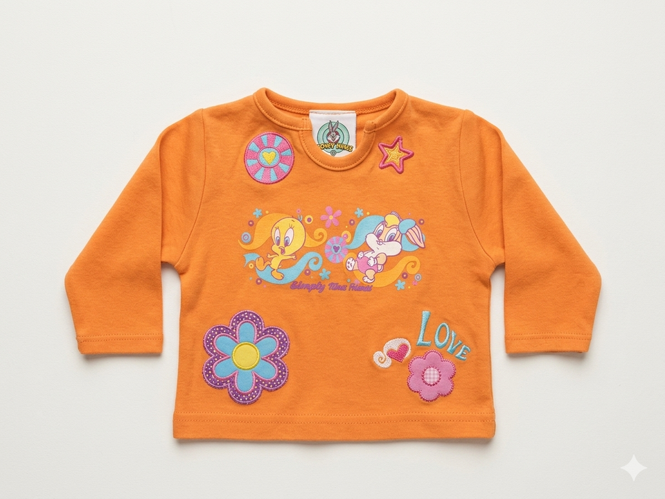 Baby Looney Tunes Baby Girl's Orange Cotton Long Sleeve Blouse | Baby Looney Tunes In Lebanon