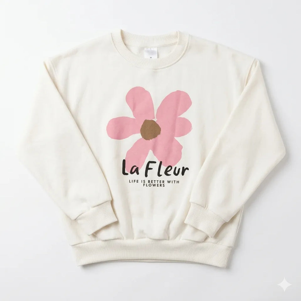 Zara Girl's White La Fleur Life Is Better With Flowers Graphic Crew Neck Sweatshirt|Zara in Lebanon