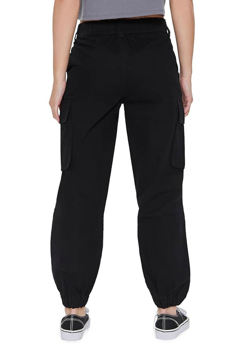 Forever 21 Women's Black Denim Cargo Jogger | Forever 21 In Lebanon