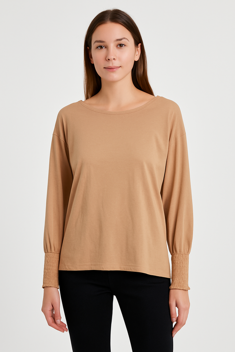Mango Women's Tan Long Sleeve Blouse | Mango In Lebanon