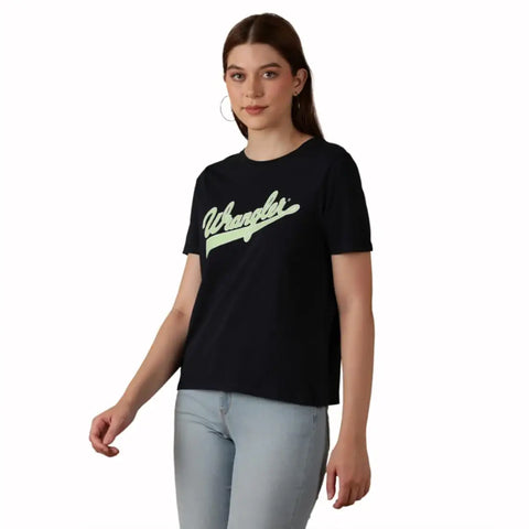 Wrangler Women's Navy Chest Logo Regular Fit T-Shirt | Wrangler In Lebanon