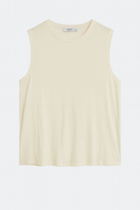 Mango Women's Off White Crew-Neck Sleeveless Blouse |Mango In Lebanon