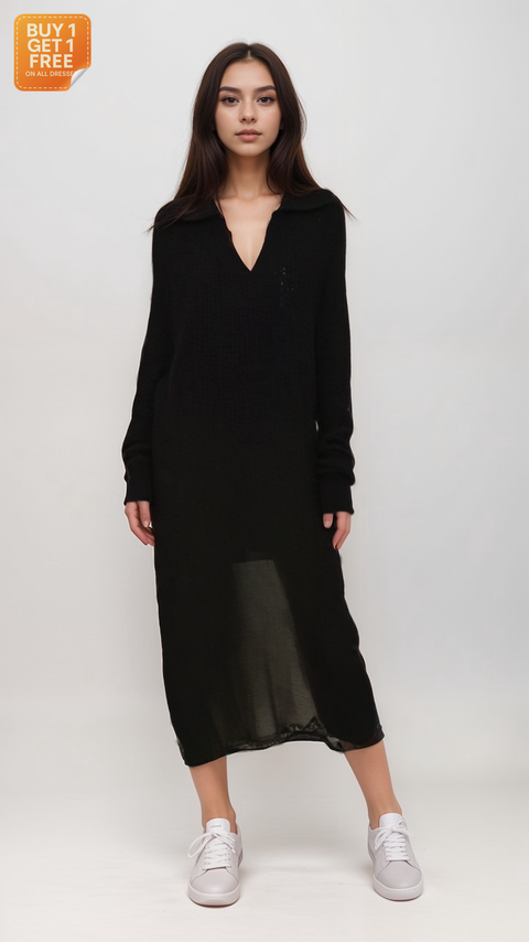 LeGer Women's Black Long-Sleeve Dress | LeGer in Lebanon