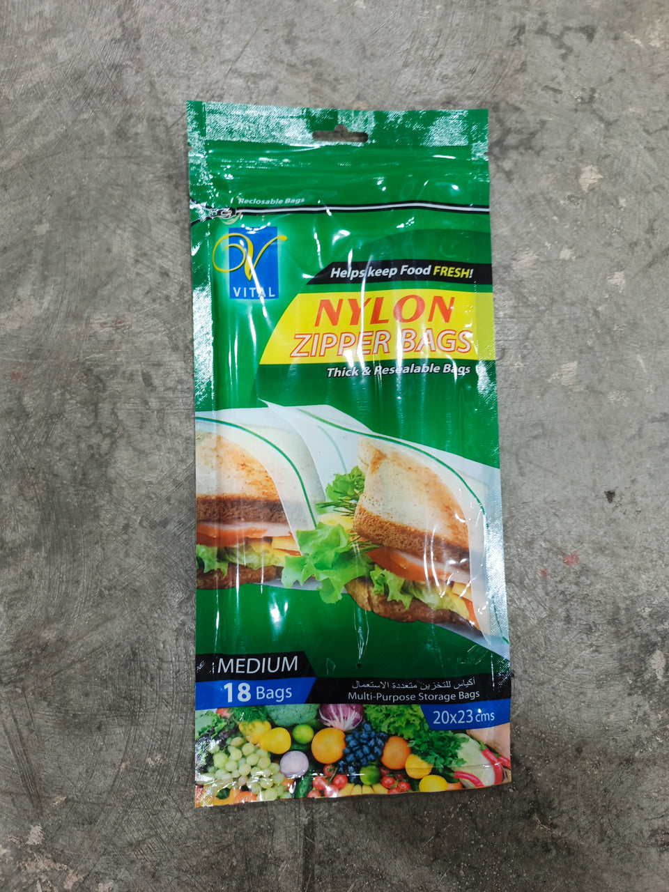 Vital Nylon Zipper Bags Medium 18 Bags (VL 509) | Vital In Lebanon