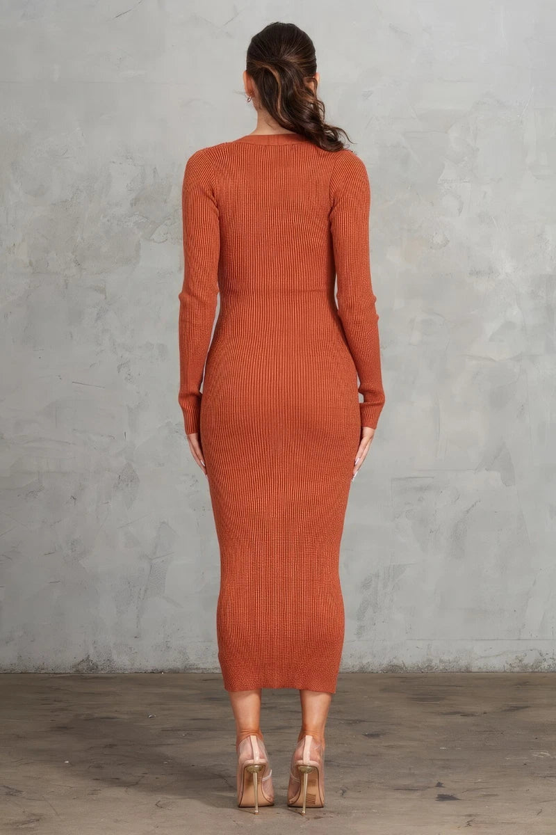 Forever 21 Women's Coral Ribbed V Neck Maxi Dress | Forever 21 In Lebanon