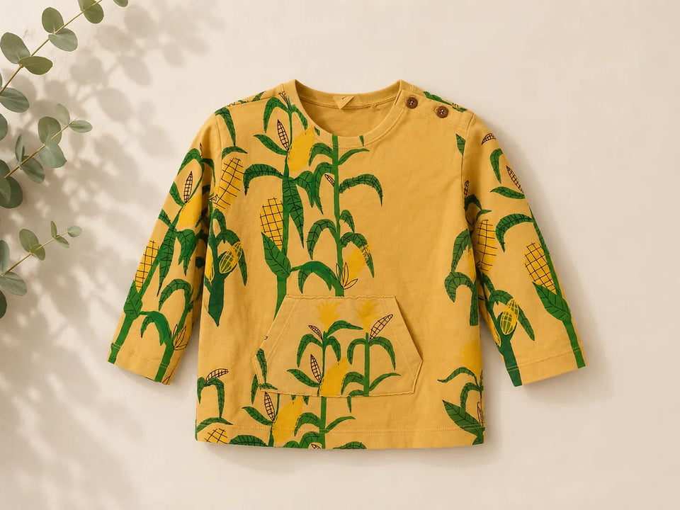 Zara Baby Boy's Yellow With Green Prints Long Sleeve Blouse | Zara In Lebanon