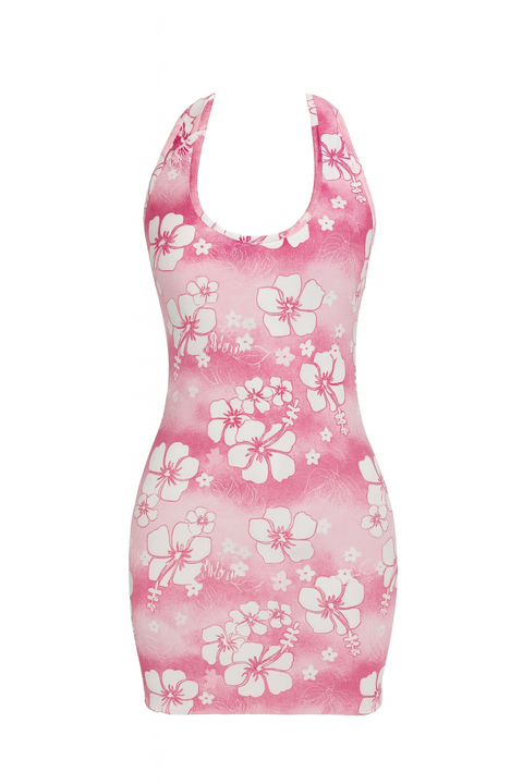 Forever 21 Women's Pink & White Floral Open Back Helter Neck Dress | Forever 21 In Lebanon