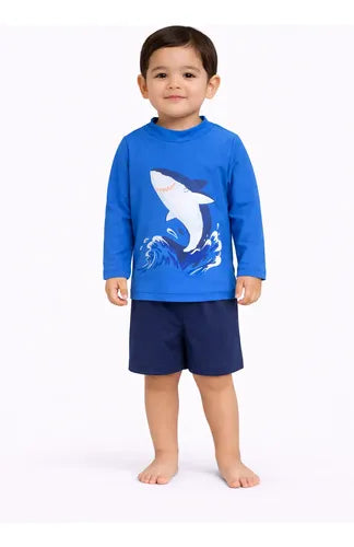 Carter's Boy's Blue Shark Printed Long Sleeve Swim Blouse|Carter's In Lebanon