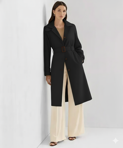 Lauren Ralph Lauren Women's Black Single-Breasted Belted Trench Coat |Lauren Ralph Lauren In Lebanon