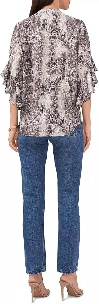 Vince Camuto Women's Multicolor Snake Printed  Flutter Sleeve Blouse | Vince Camuto In Lebanon
