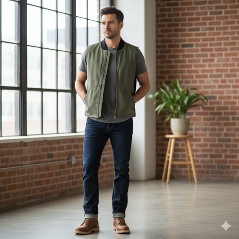 Weatherproof Vintage Men's Olive Green Canvas Utility Workwear Vest | Weatherproof Vintage In Lebanon