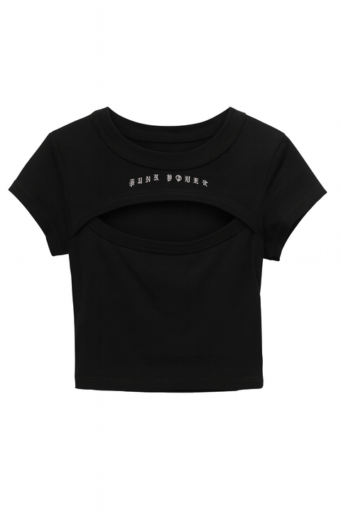 Forever 21 Women’s Black Cut-Out Short Sleeve Blouse |Forever 21 In Lebanon