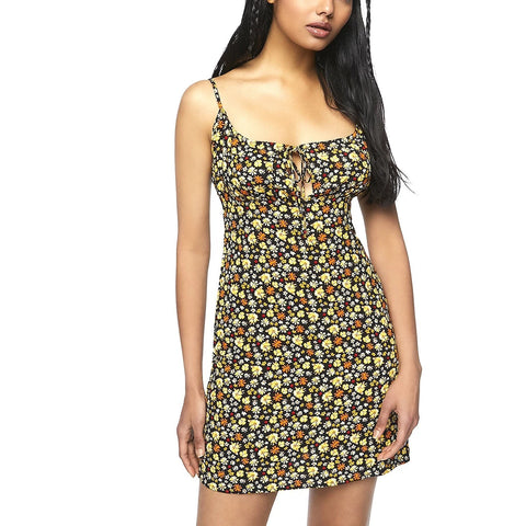 Forever 21 Women's Black Floral Spaghetti Sleeve Mini Dress | Forever 21 In Lebanon