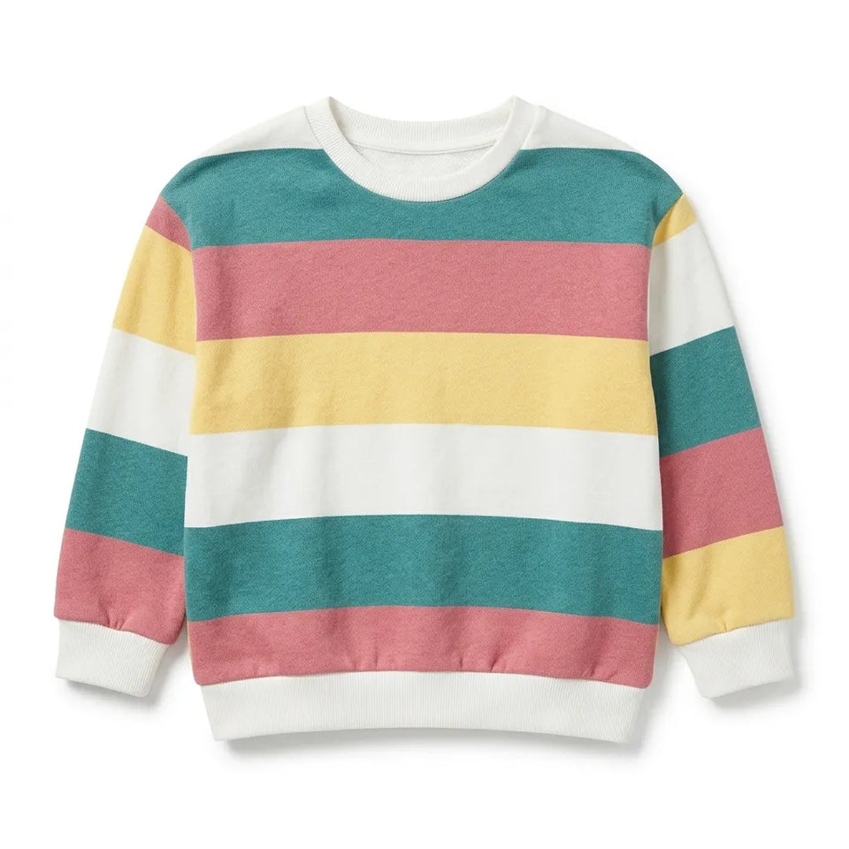 Zara Girl's Multicolor Striped Crew Neck Long Sleeve Sweatshirt|Zara in Lebanon