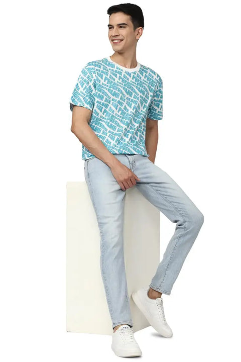 Forever 21 Men's Blue & White T-Shirt | Forever 21 In Lebanon
