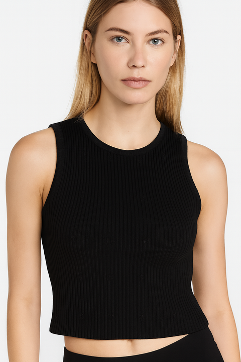 Forever 21 Women's Black Sleeveless Ribbed Blouse | Forever 21 In Lebanon
