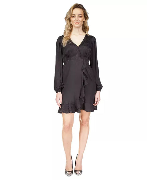 Michael Kors Women's Black Snakeskin Print Ruffled Mini Dress | Michael Kors In Lebanon