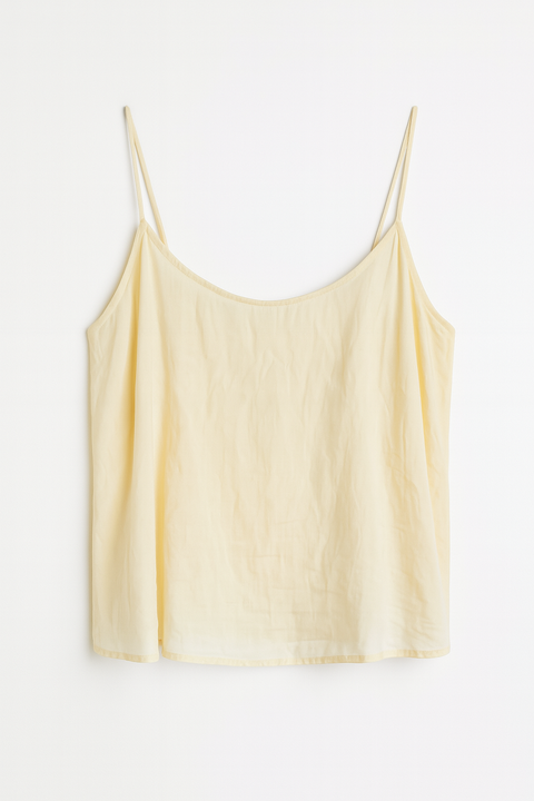 Mango Women's Light Yellow Sleeveless Blouse |Mango In Lebanon