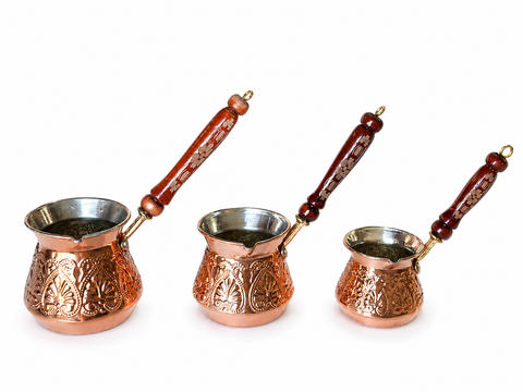 SD Turkish Copper Coffee Pot Set 3pcs | SD In Lebanon