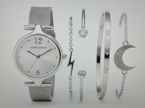 Laura Ashley Women's Silver 4 Pcs Bracelet Collection With Watch | Laura Ashley In Lebanon