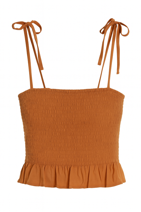 Forever 21 Women's Brown Ruffle Sleeveless Crop Top | Forever 21 In Lebanon