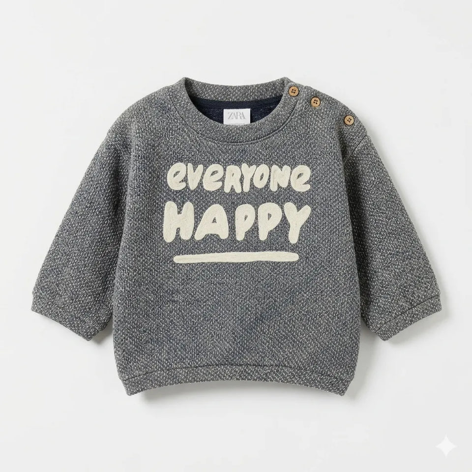 Zara Baby Boy's Navy Textured Knit Everyone Happy Graphic Sweater|Zara in Lebanon