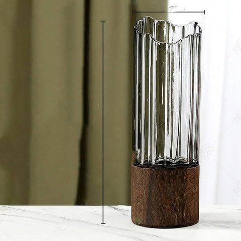 Hinox Winding Glass Vase With Wood Base DO-4 | Hinox In Lebanon