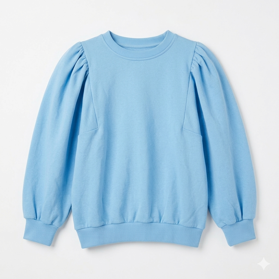 Zara Girl's Blue Puff Sleeve Crew Neck Sweatshirt|Zara in Lebanon