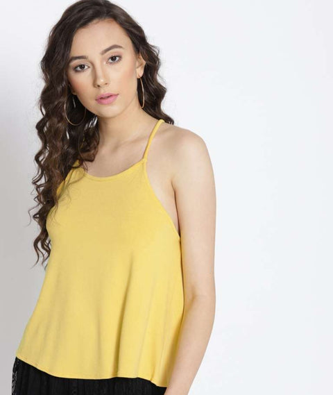 Mango Women's Yellow Cross Back Sleeveless Blouse | Mango In Lebanon