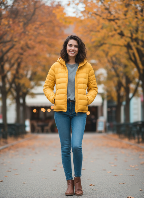 Scout Women's Yellow Quilted Hooded Winter Jacket |Scout In Lebanon