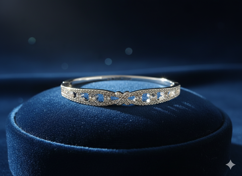 Anne Klein Women's Silver-Tone Crystal Open Hinge Bracelet | Anne Klein In Lebanon