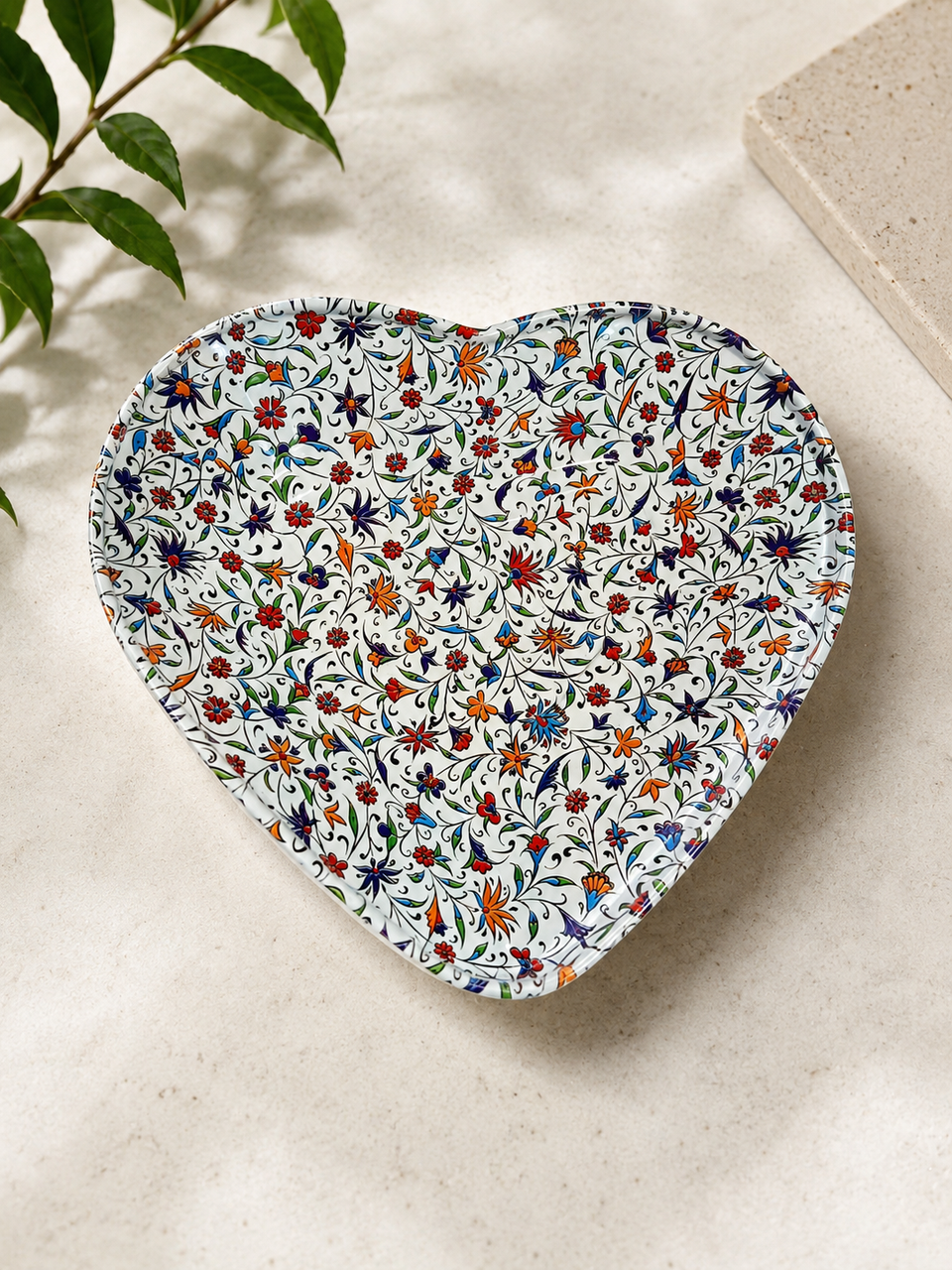 Crete Metal Heart Shaped Snack Bowl with Evil eye Design ( 53-144)