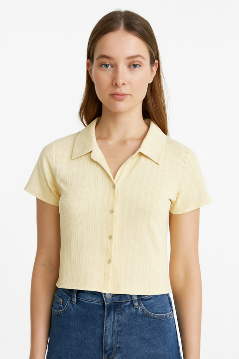 Forever 21 Women's Off White Short Sleeve Button Blouse | Forever 21 In Lebanon