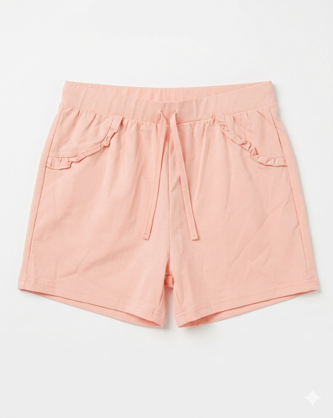 Ativo Girl's Pink Ruffle-Trim Elastic Waist Summer Shorts|Ativo In Lebanon