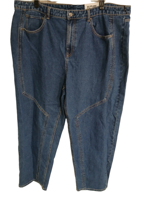 Future Collective Women's Navy Western Seamed Straight Denim Pant |Future Collective In Lebanon