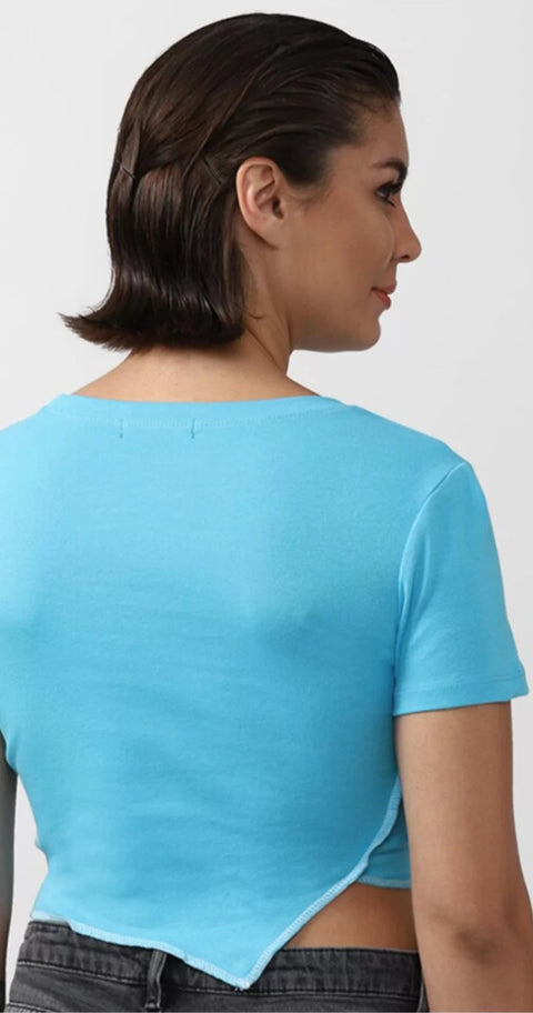 Forever 21 Women's Blue Crew Neck Short Sleeve Rhinestone Blouse | Forever 21 In Lebanon