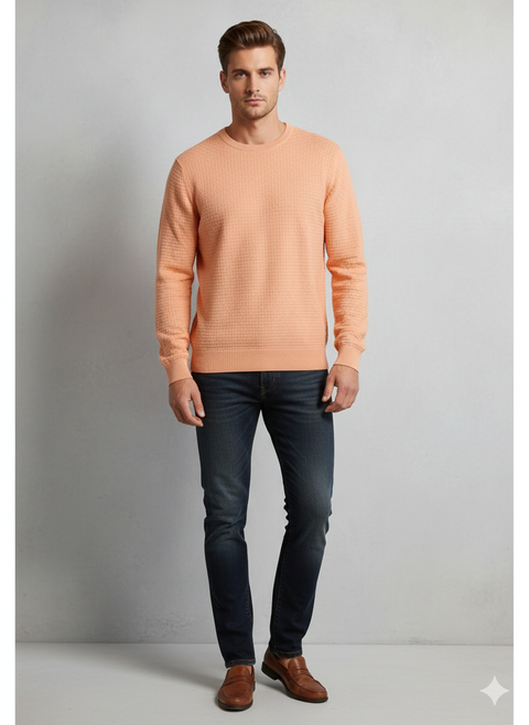 Dunmore Men's Orange Melon Weave Sweater | Dunmore In Lebanon