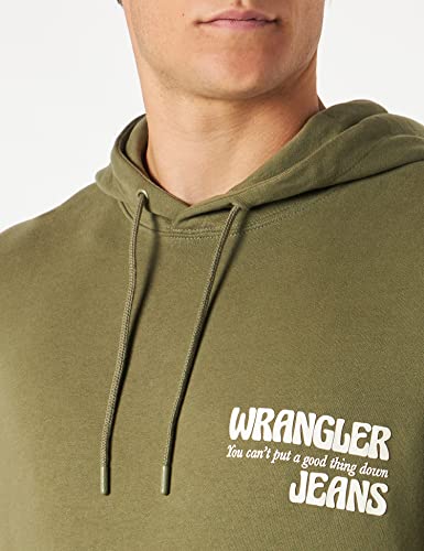 Wrangler Men's Dark Green Slogan Hoodie | Wrangler In Lebanon
