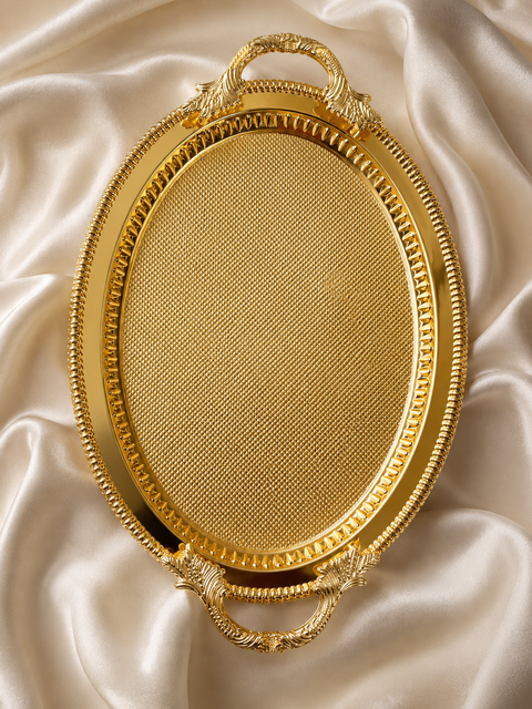 Dalgic Gümüs Gold Oval Serving Tray 37x28cm | Dalgic Gümüs In Lebanon